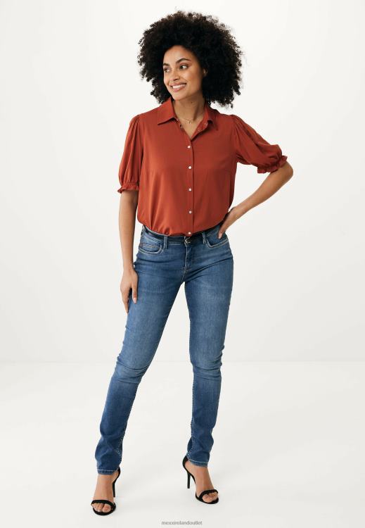 Mexx 1/2 Puff Sleeve Blouse Brick Orange 0T44H78 Women