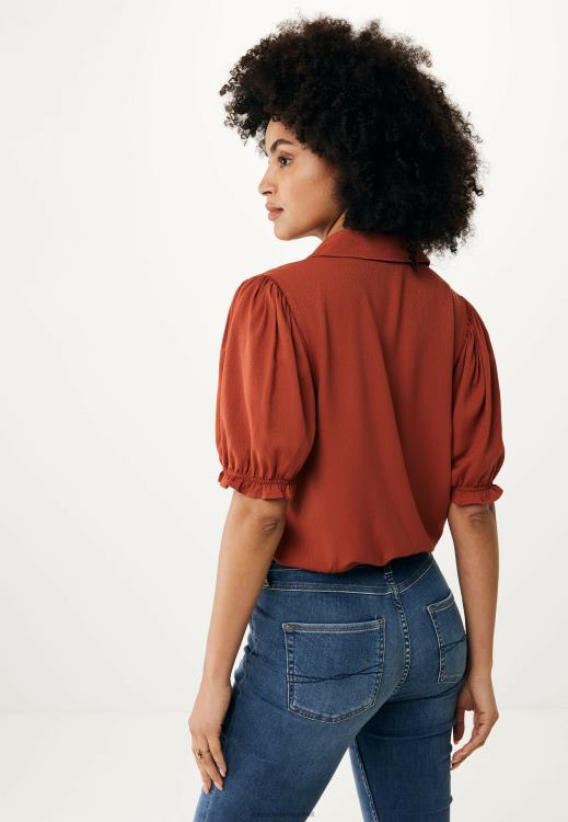 Mexx 1/2 Puff Sleeve Blouse Brick Orange 0T44H78 Women