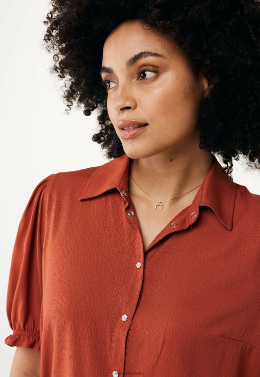 Mexx 1/2 Puff Sleeve Blouse Brick Orange 0T44H78 Women