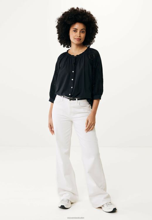 Mexx Blouse Broidery Sleeves Black Schwarz 0T44H85 Women