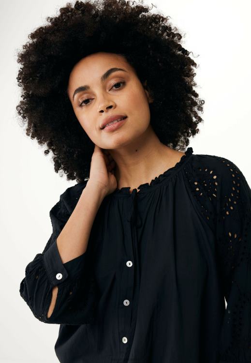 Mexx Blouse Broidery Sleeves Black Schwarz 0T44H85 Women