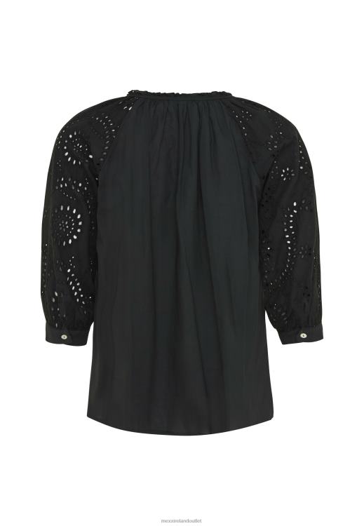 Mexx Blouse Broidery Sleeves Black Schwarz 0T44H85 Women
