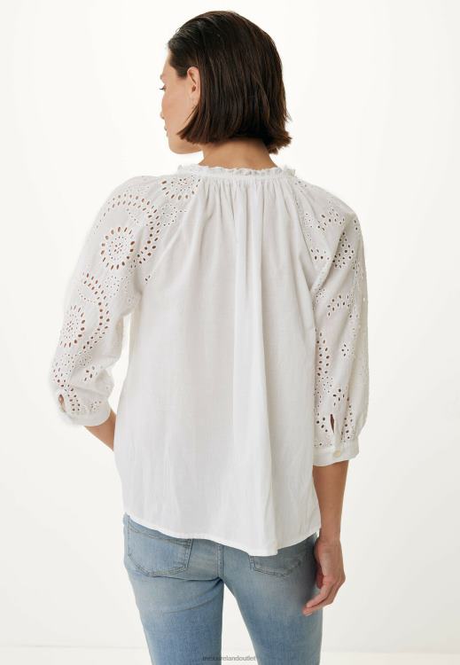 Mexx Blouse Broidery Sleeves White 0T44H67 Women