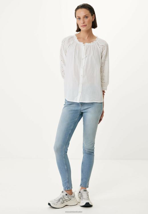 Mexx Blouse Broidery Sleeves White 0T44H67 Women