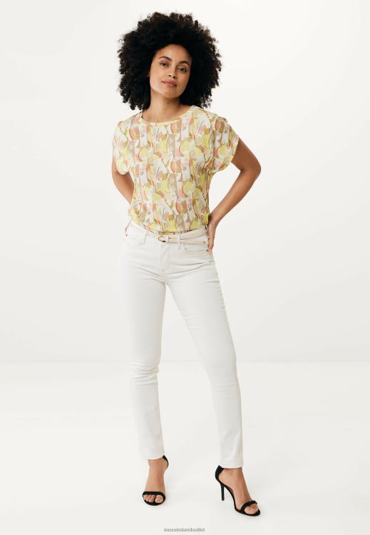 Mexx Capsleeve Round Neck Top Print Lime Yellow 0T44H74 Women
