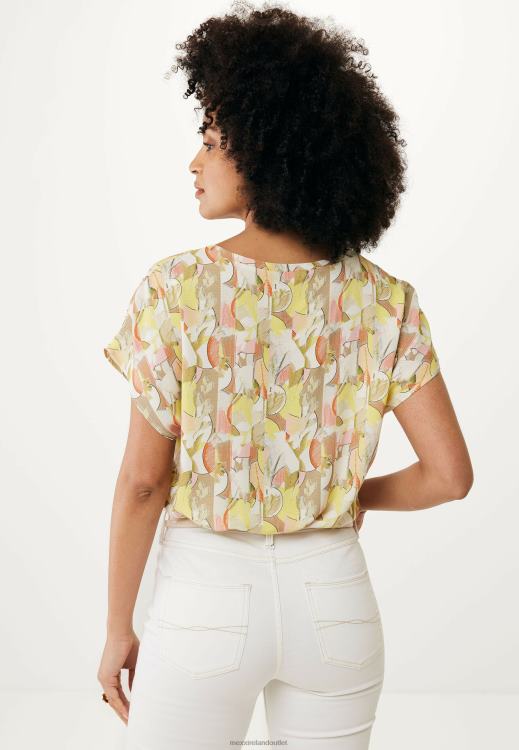 Mexx Capsleeve Round Neck Top Print Lime Yellow 0T44H74 Women