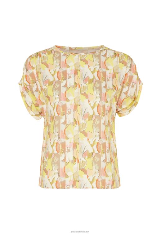 Mexx Capsleeve Round Neck Top Print Lime Yellow 0T44H74 Women