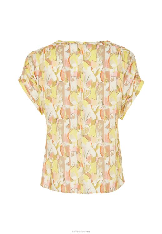 Mexx Capsleeve Round Neck Top Print Lime Yellow 0T44H74 Women