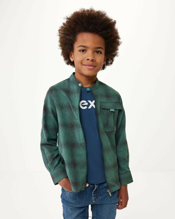 Mexx Checked zip through shirt Dark Green 0T44H945 Boys