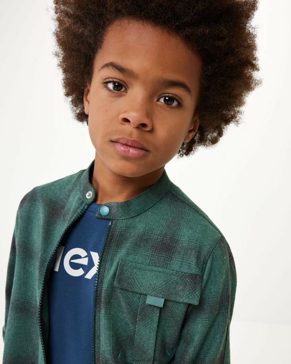 Mexx Checked zip through shirt Dark Green 0T44H945 Boys