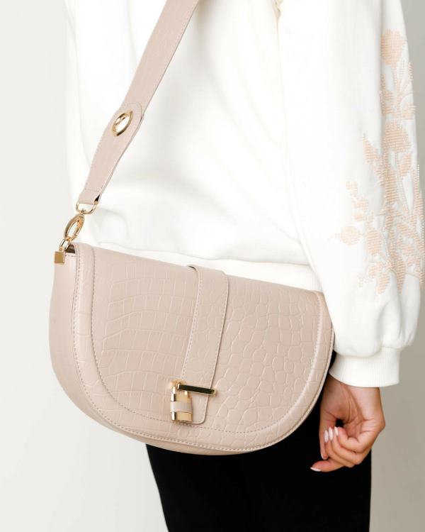 Mexx Croco halfmoon crossbody bag Ecru 0T44H429 Women