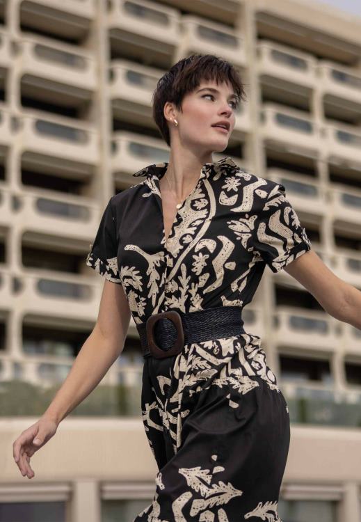 Mexx Flared Dress Print Black Schwarz 0T44H11 Women