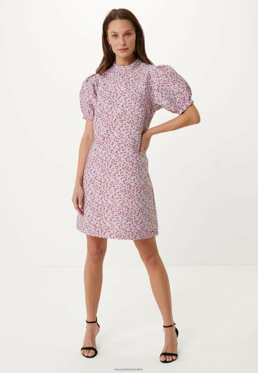 Mexx Jacquard Puff Sleeve Dress Pink Multicolor 0T44H12 Women