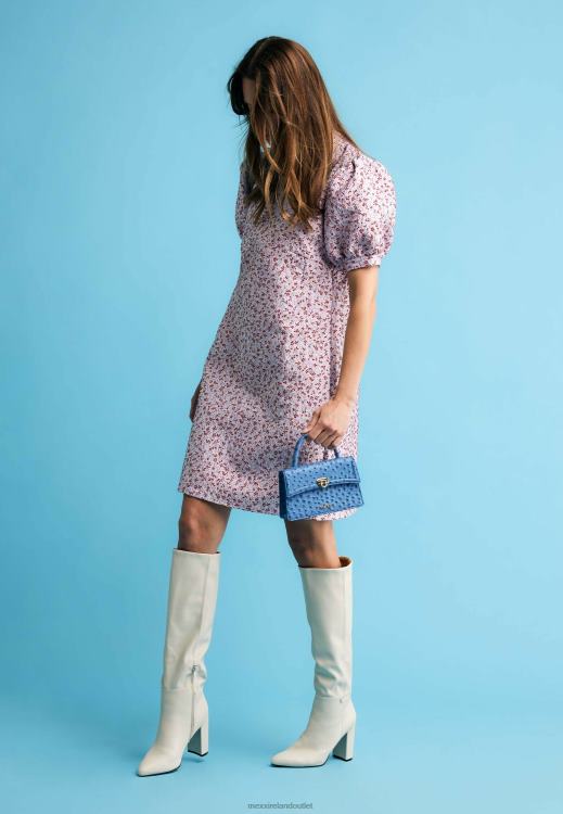 Mexx Jacquard Puff Sleeve Dress Pink Multicolor 0T44H12 Women