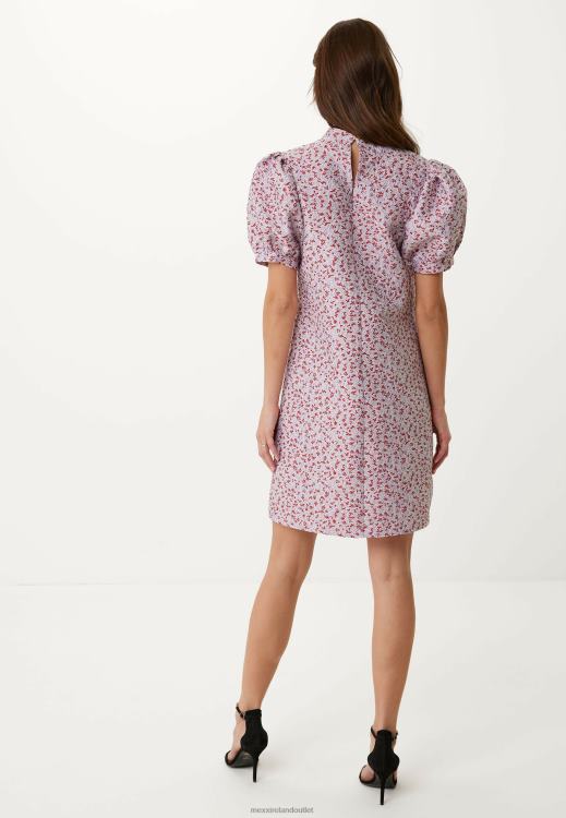 Mexx Jacquard Puff Sleeve Dress Pink Multicolor 0T44H12 Women