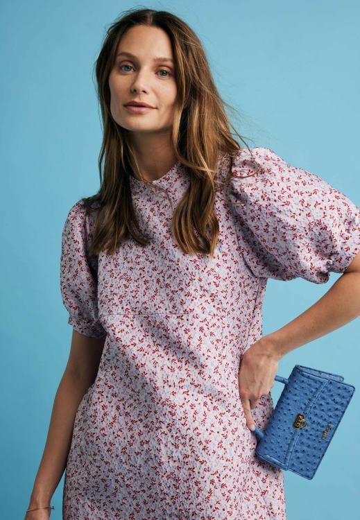 Mexx Jacquard Puff Sleeve Dress Pink Multicolor 0T44H12 Women