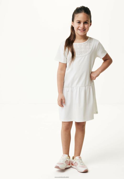 Mexx Jersey Dress Broidery Off White Beige 0T44H766 Girls
