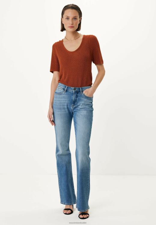 Mexx Knitted Half Sleeve Top Brick Orange 0T44H77 Women