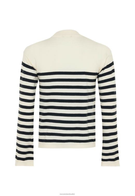 Mexx Knitted Stripe Pullover Bell Sleeve Off White Beige 0T44H112 Women