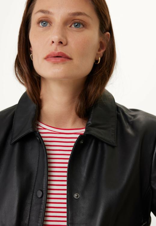 Mexx Leather Jacket Black Schwarz 0T44H94 Women
