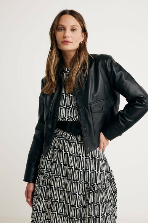 Mexx Leather Jacket Black Schwarz 0T44H94 Women