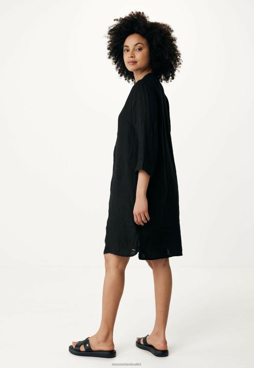 Mexx Linen Dress Black Schwarz 0T44H39 Women