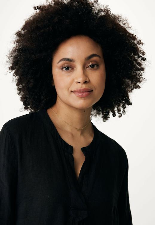 Mexx Linen Dress Black Schwarz 0T44H39 Women