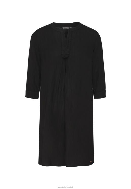 Mexx Linen Dress Black Schwarz 0T44H39 Women