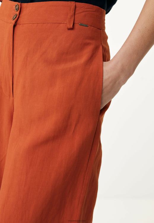 Mexx Linen Pants Brick Orange 0T44H88 Women