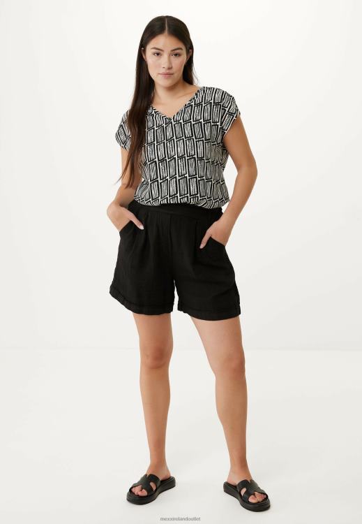 Mexx Linen Shorts Black Schwarz 0T44H50 Women