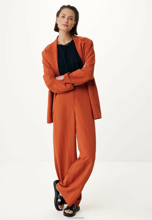 Mexx Linen Single Breasted Blazer Brick Orange 0T44H87 Women