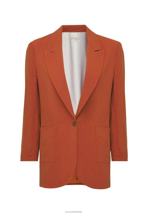 Mexx Linen Single Breasted Blazer Brick Orange 0T44H87 Women