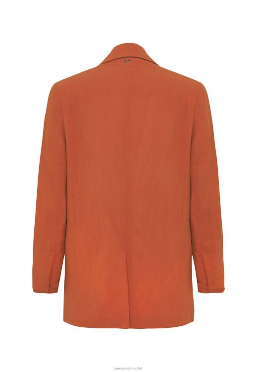 Mexx Linen Single Breasted Blazer Brick Orange 0T44H87 Women