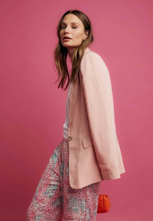 Mexx Linen Single Breasted Blazer Pink 0T44H48 Women