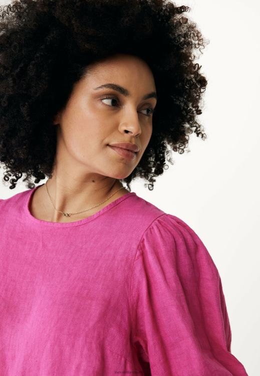 Mexx Linen Top Balloon Sleeves Hot Pink 0T44H51 Women