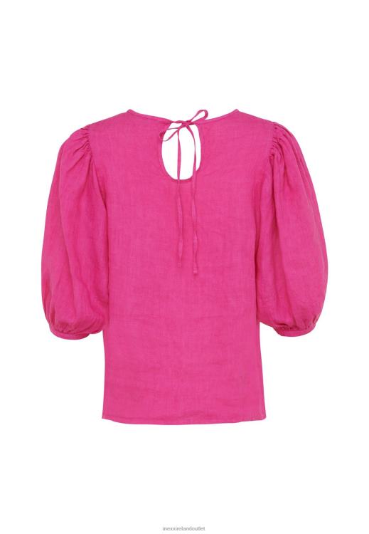 Mexx Linen Top Balloon Sleeves Hot Pink 0T44H51 Women