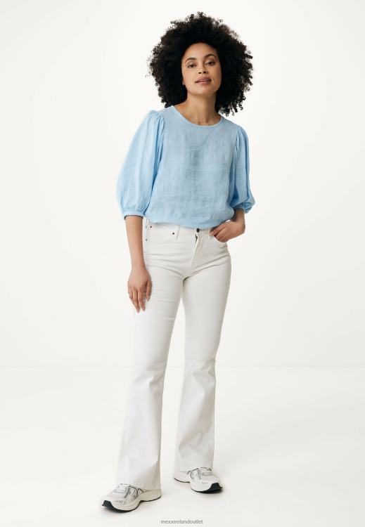 Mexx Linen Top Balloon Sleeves Light Blue 0T44H52 Women