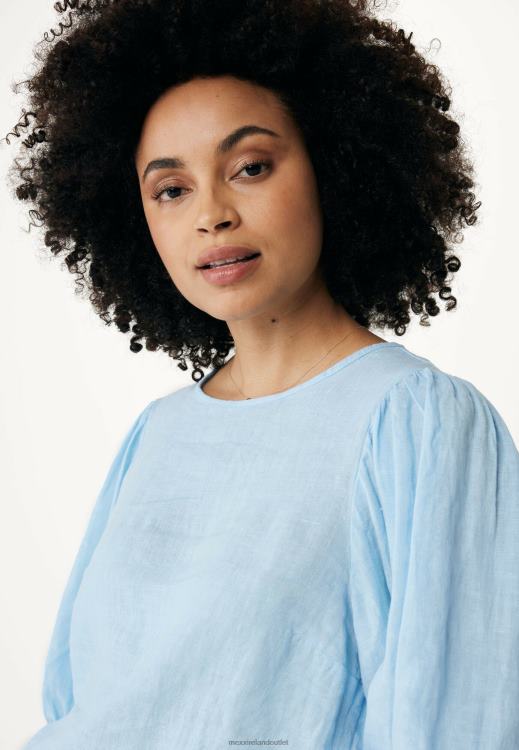 Mexx Linen Top Balloon Sleeves Light Blue 0T44H52 Women