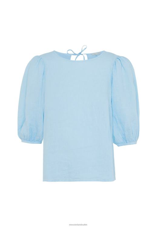 Mexx Linen Top Balloon Sleeves Light Blue 0T44H52 Women