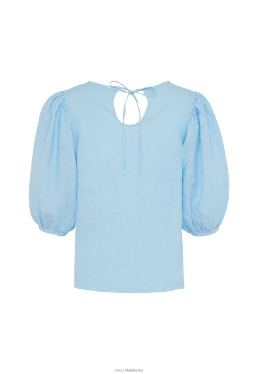Mexx Linen Top Balloon Sleeves Light Blue 0T44H52 Women