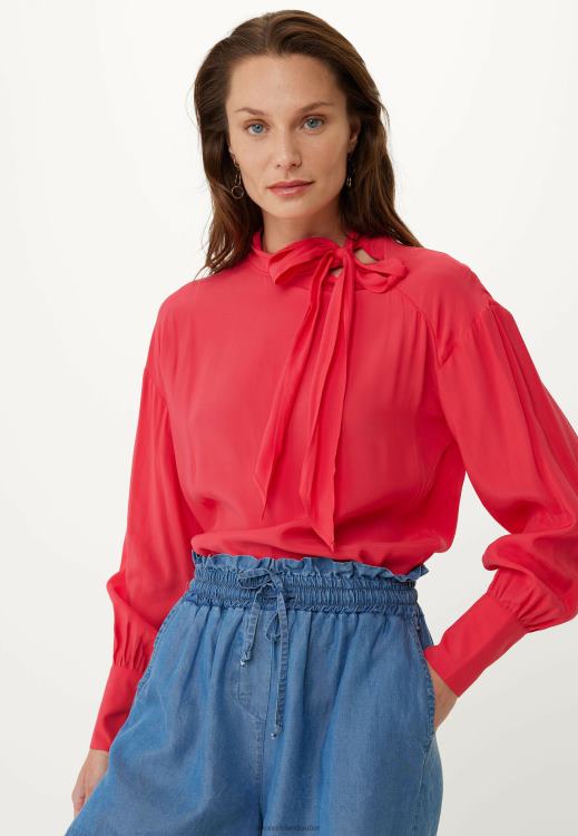 Mexx Long Sleeve Bowtie Blouse Red 0T44H129 Women