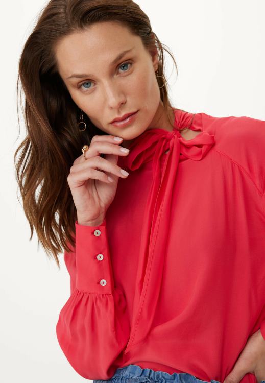Mexx Long Sleeve Bowtie Blouse Red 0T44H129 Women