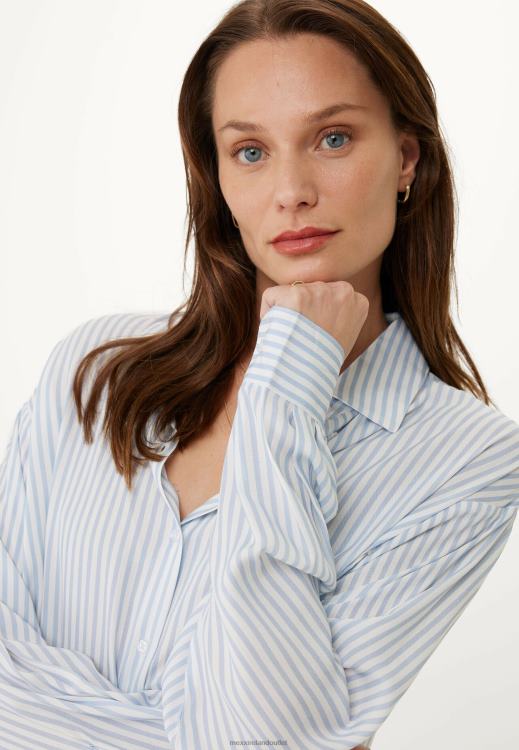 Mexx Long Sleeve Striped Blouse White 0T44H128 Women