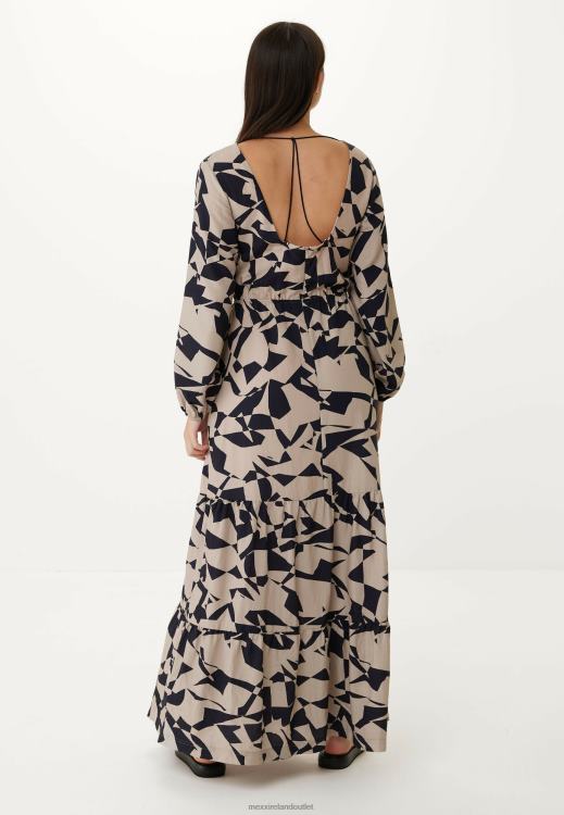 Mexx Long Sleeve V-neck Dress Beige 0T44H65 Women