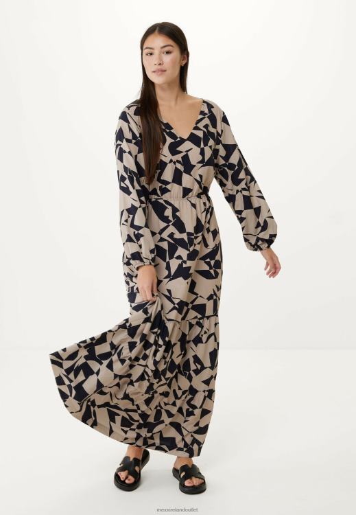 Mexx Long Sleeve V-neck Dress Beige 0T44H65 Women