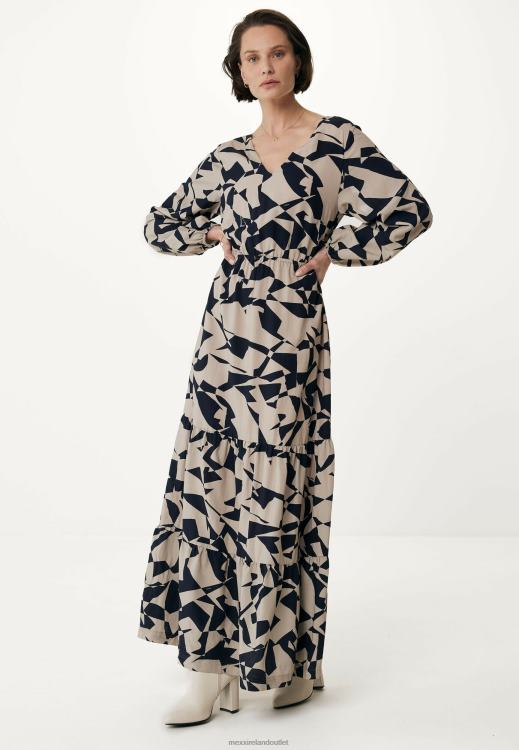 Mexx Long Sleeve V-neck Dress Beige 0T44H65 Women