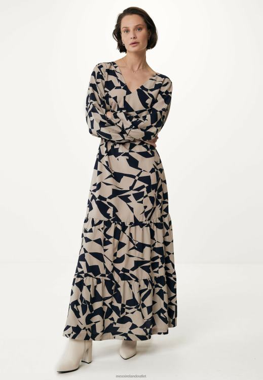 Mexx Long Sleeve V-neck Dress Beige 0T44H65 Women