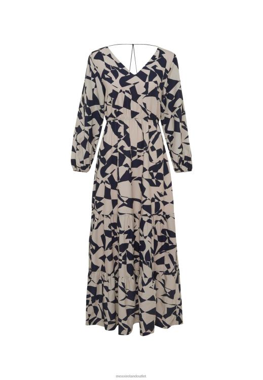 Mexx Long Sleeve V-neck Dress Beige 0T44H65 Women