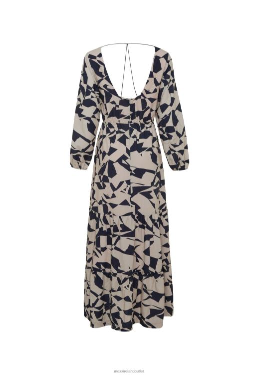 Mexx Long Sleeve V-neck Dress Beige 0T44H65 Women