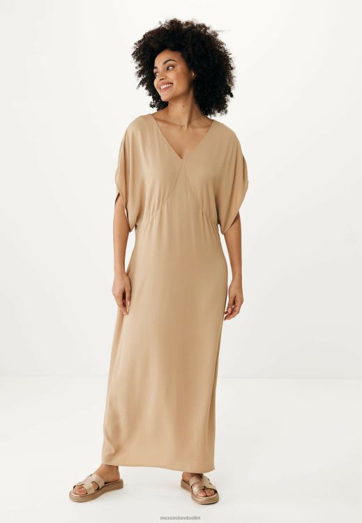 Mexx Long V-neck Dress Sleeve Sand Beige 0T44H29 Women